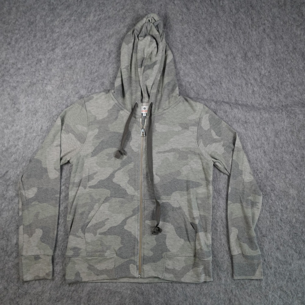 Sundry Hoodie Women 2 Medium Green Camo Print Full Zip Long Sleeve Pocket Jacket